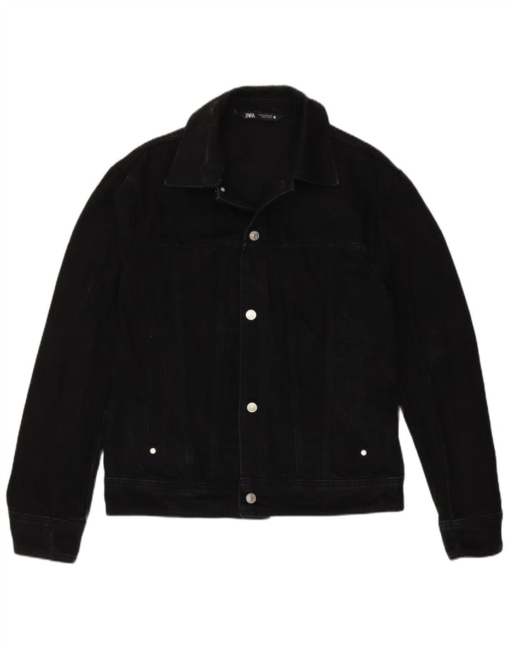 Giacca di jeans da uomo Zara UK 38 cotone nero medio