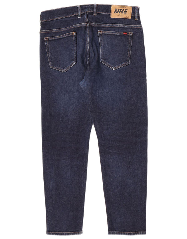 Jeans affusolati a vita alta Rick Crop da donna Rifle W32 L26 cotone blu navy
