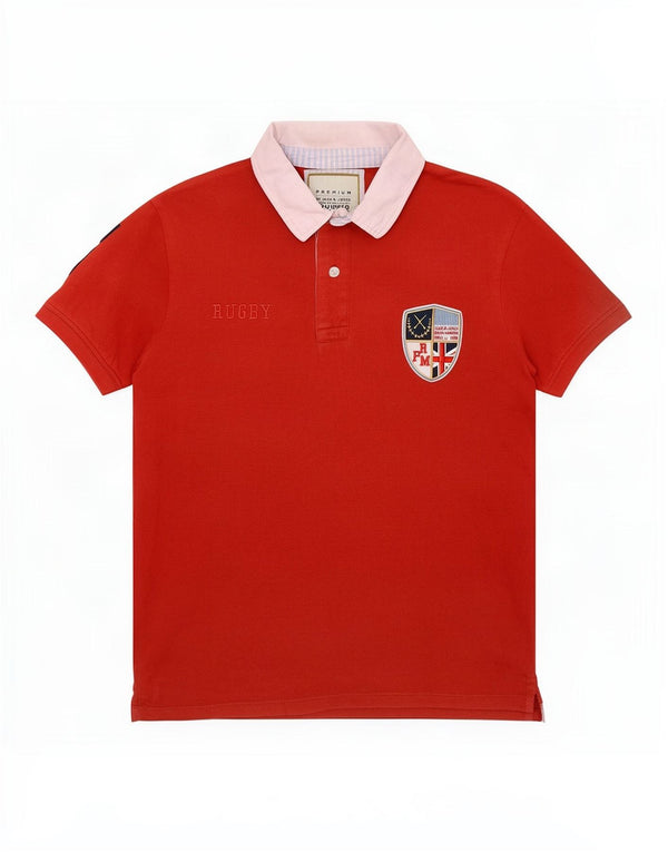 Polo da rugby grafica da uomo Jack & Jones in cotone color block arancione medio