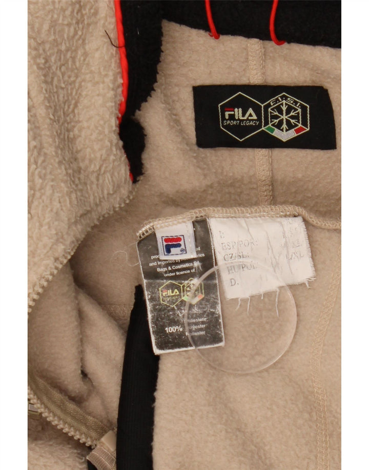 Giacca in pile da uomo Fila UK 40 Large Beige Colourblock Poliestere