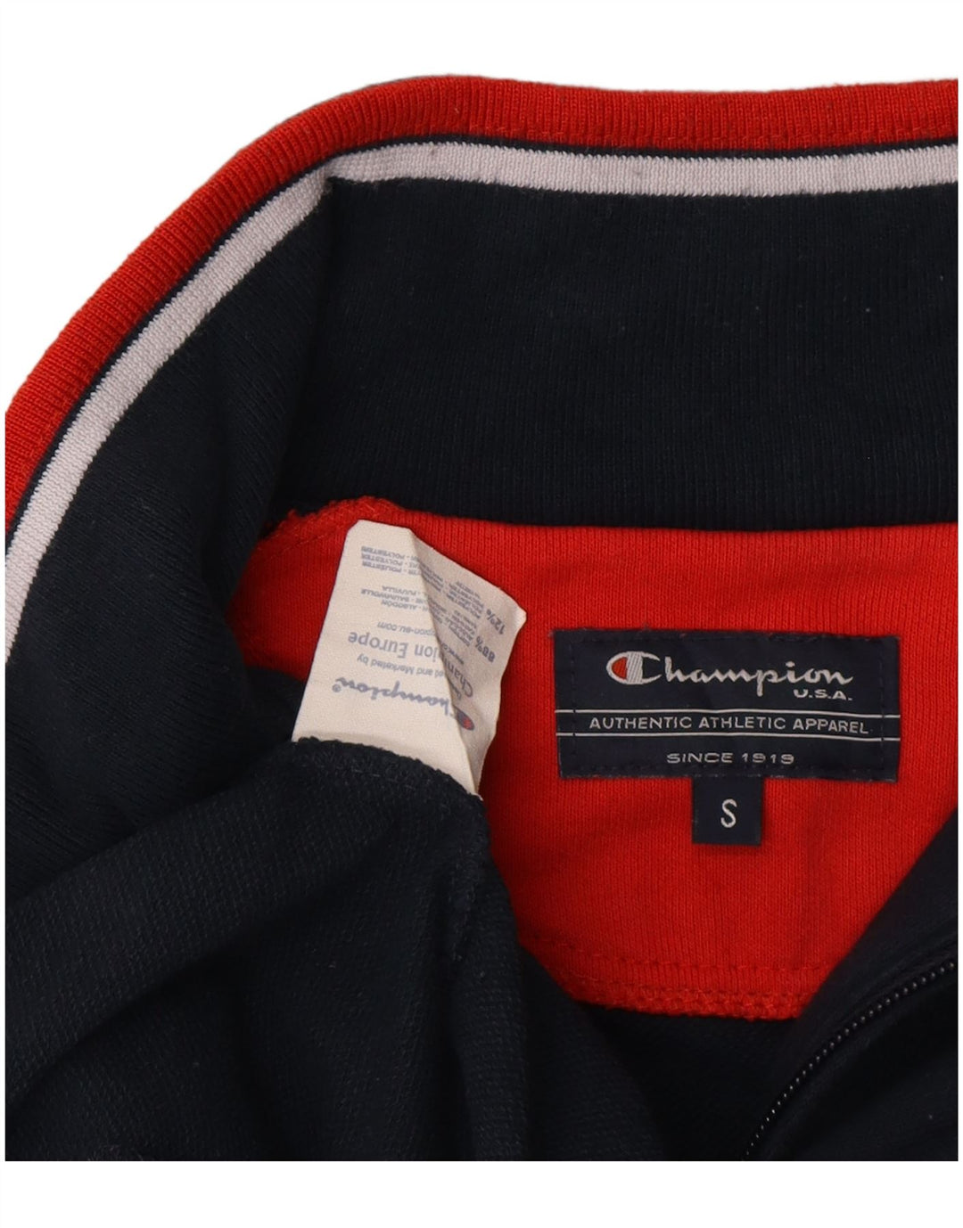 CHAMPION Giacca da tuta da uomo piccola in cotone color block blu navy
