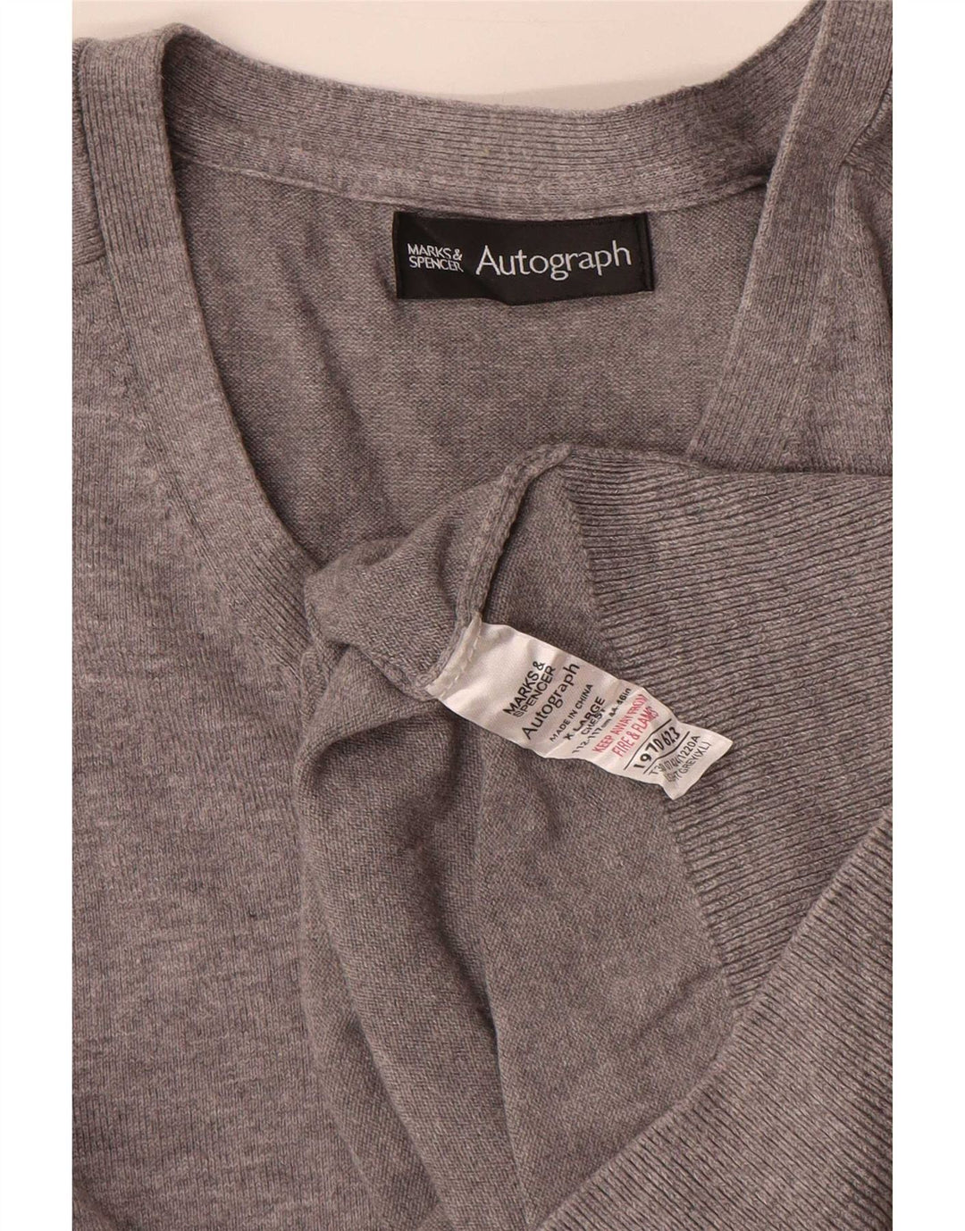 Maglione da uomo con scollo a V autografo Marks & Spencer XL in cotone grigio
