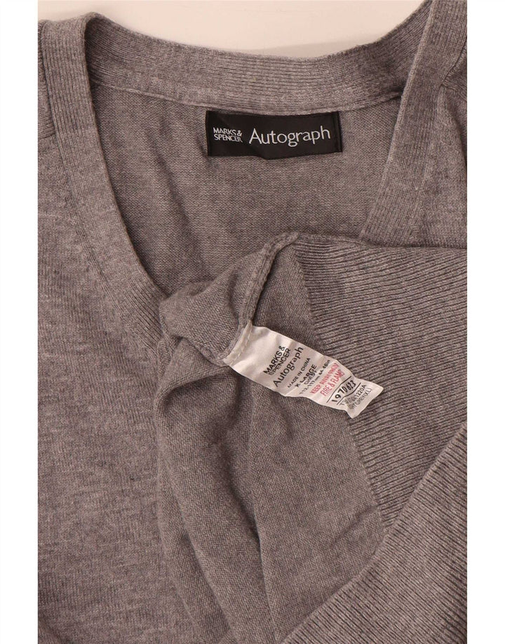 Maglione da uomo con scollo a V autografo Marks & Spencer XL in cotone grigio