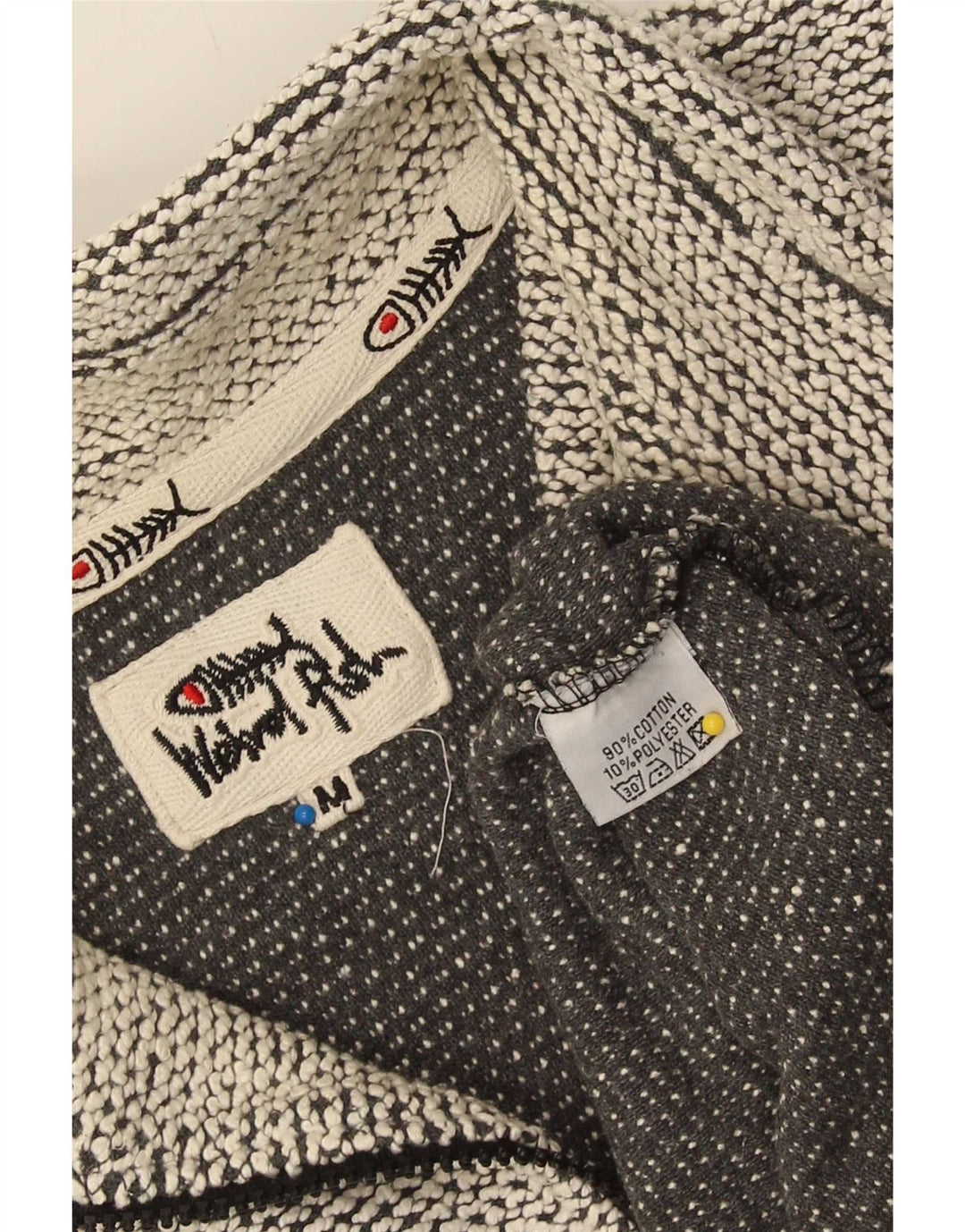 Felpa da uomo con collo con zip Weird Fish, maglione in cotone chiazzato grigio medio