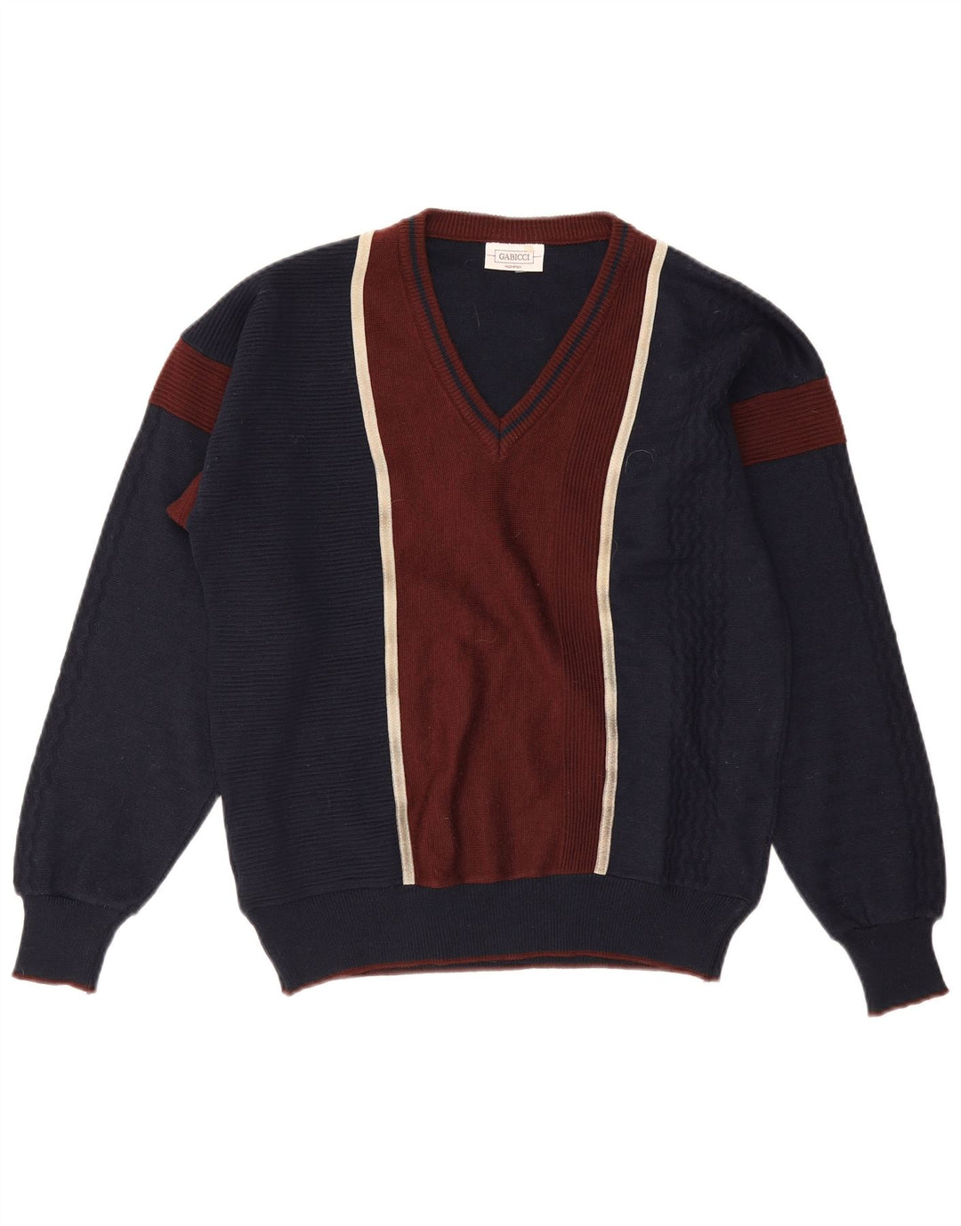 Maglione da uomo GABICCI con scollo a V, acrilico color block medio blu navy