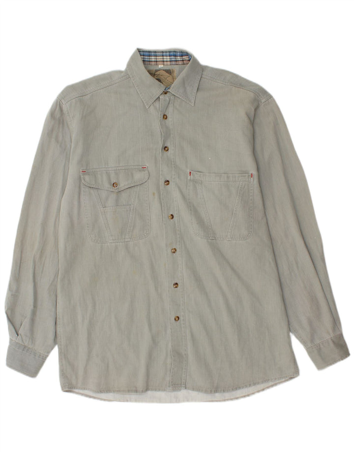 BALLOON Camicia da uomo in flanella taglia 39 grigio medio