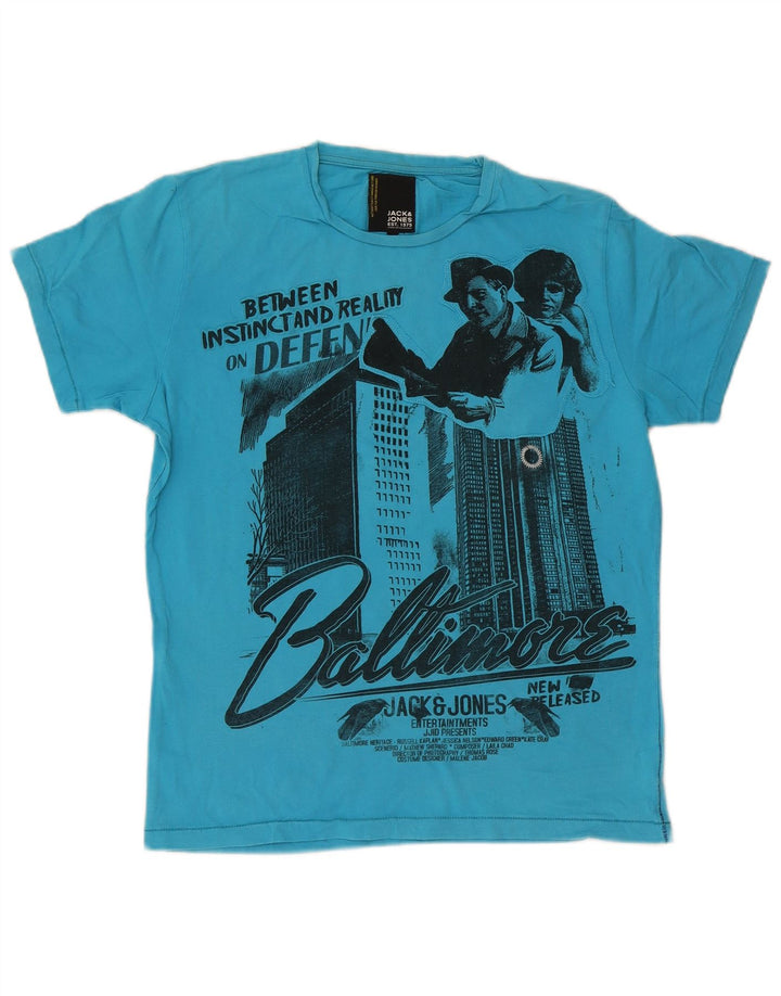 Jack & Jones T-shirt grafica da uomo Baltimora Top grande in cotone blu