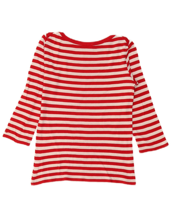 Top Benetton da donna manica 3/4 UK 6 XS rosso a righe in cotone