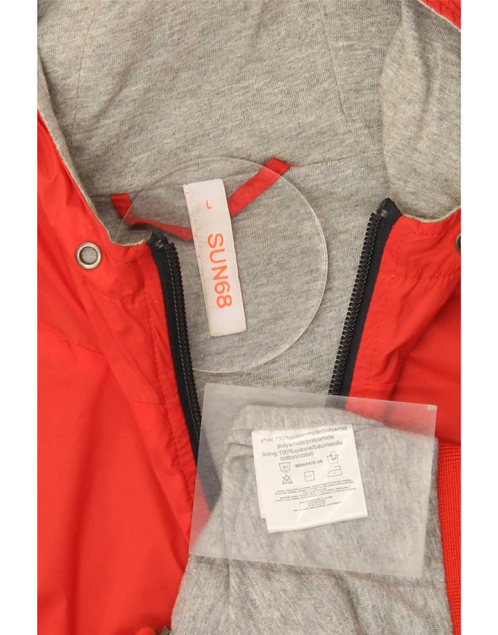 Sun68 Giubbotto bomber con cappuccio da uomo UK 40 Large Rosso Poliammide