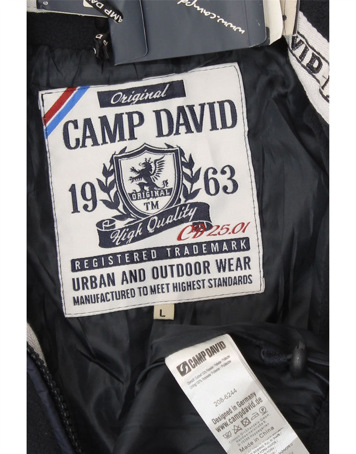 Camp David Bomber grafico da uomo UK 40 Large Blu Navy Colourblock