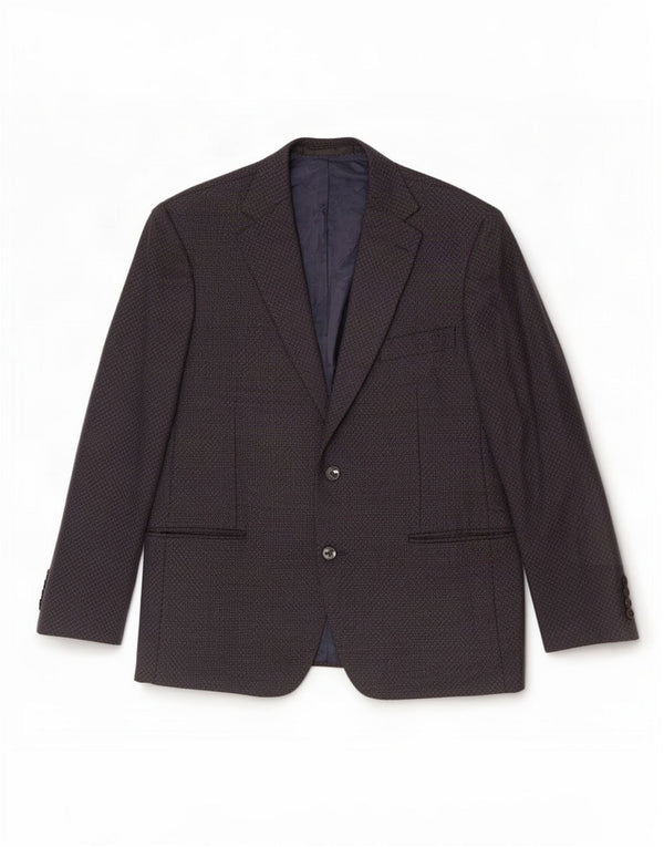 Giacca blazer a 2 bottoni da uomo Marks & Spencer UK 42 Large Blu Navy geometrico