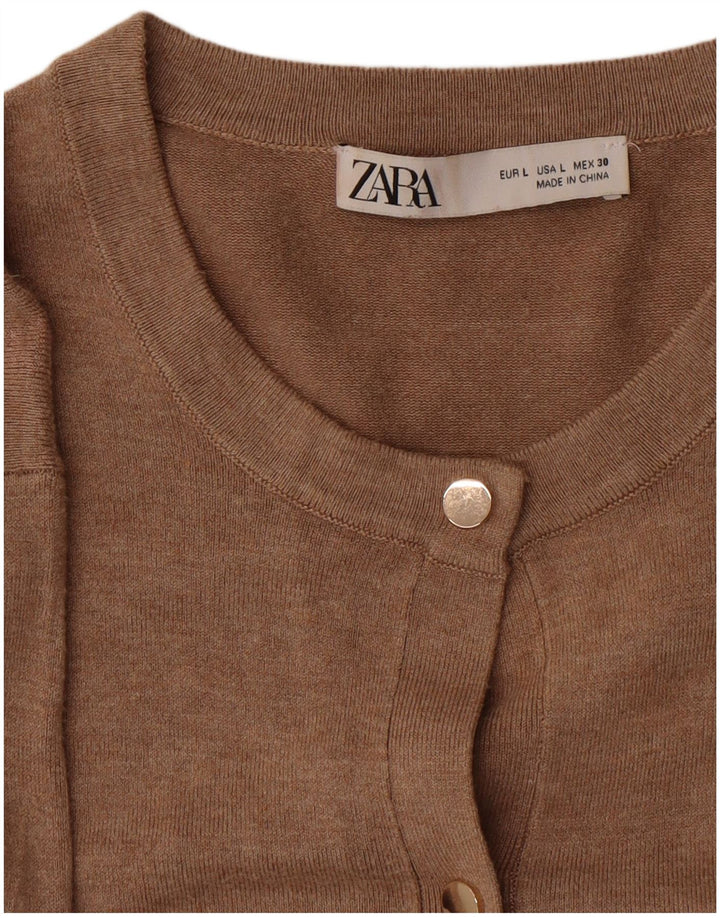 Maglione cardigan da donna Zara UK 14 grande marrone