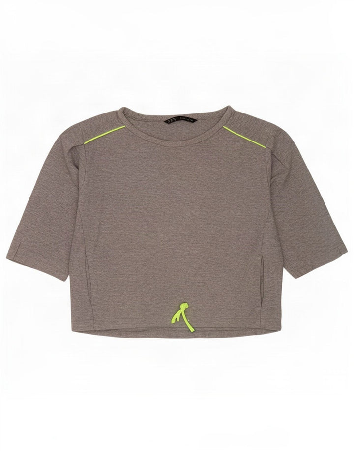 Felpa Zara da donna con maniche a 3/4, taglia UK 14, grigio medio
