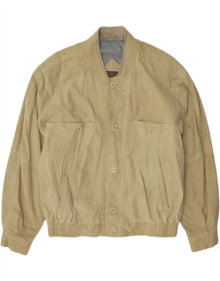 STRIWA Mens Suede Bomber Jacket IT 48 Medium Beige Leather Vintage Striwa and Second-Hand Striwa from Messina Hembry 