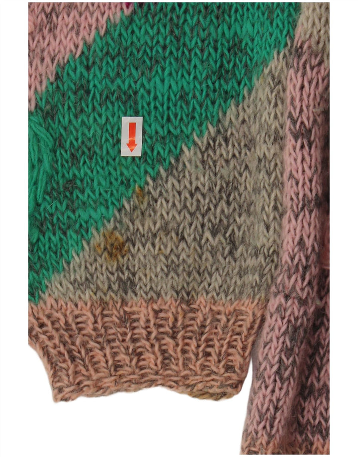 Maglione maglione con scollo a barca da donna VINTAGE UK 18 XL floreale multicolore