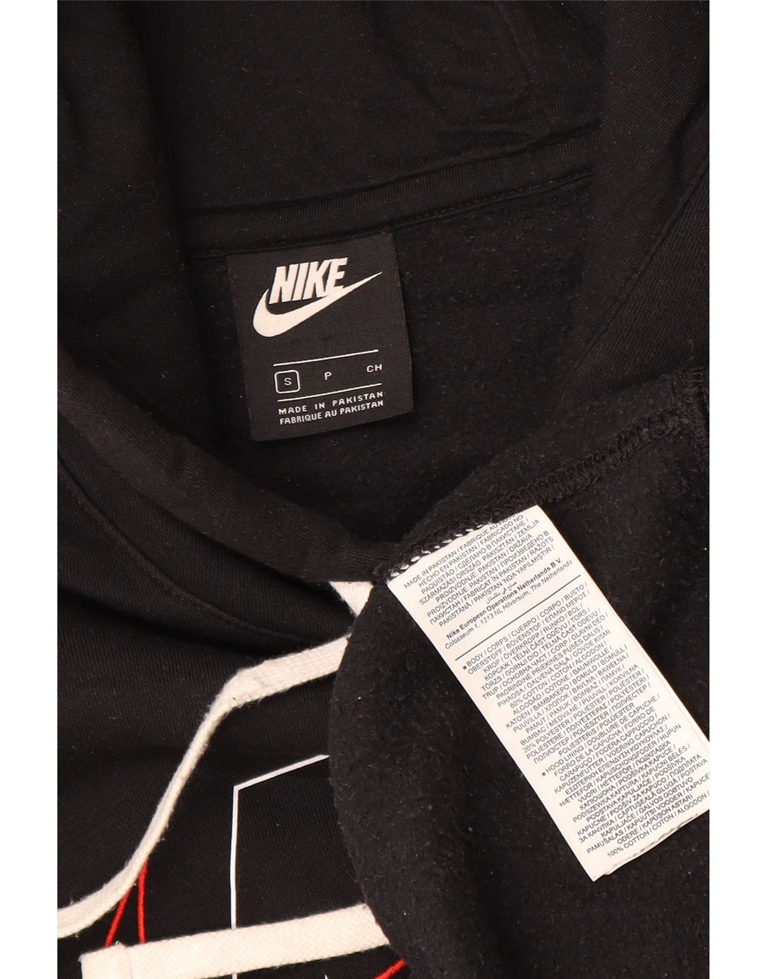 Felpa con cappuccio grafica Nike da uomo piccola in cotone nero
