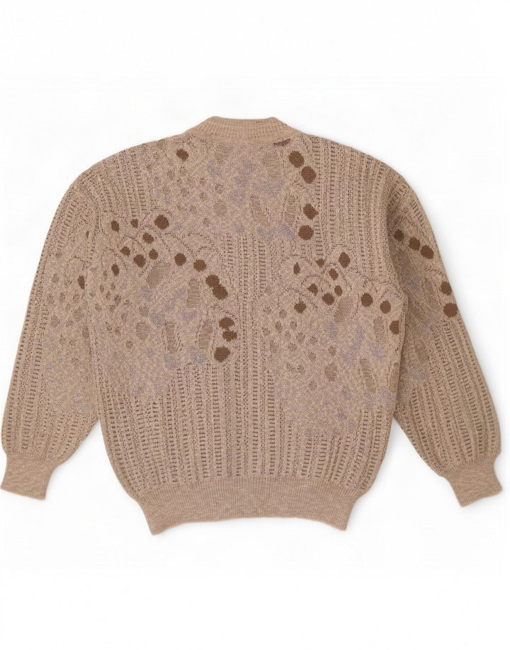 Maglione da uomo con scollo a V Bueckle EU 52 grande cotone geometrico marrone