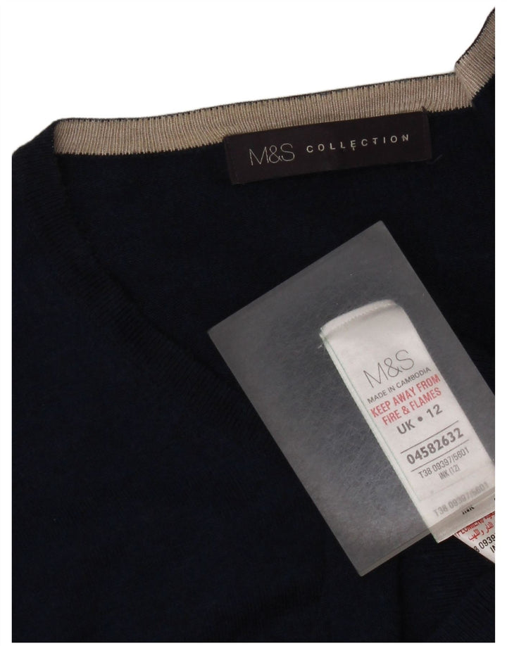 Maglione cardigan da donna Marks & Spencer UK 12 Viscosa blu navy medio