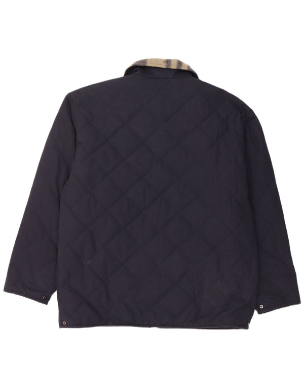 Giacca trapuntata vintage da uomo UK 44 2XL cotone blu navy