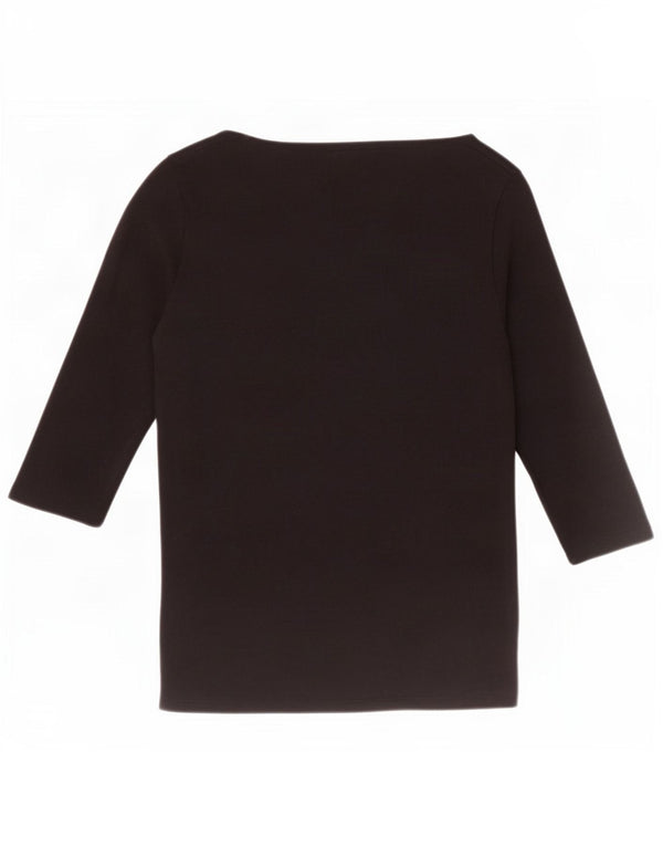 Tommy Hilfiger Top da donna manica 3/4 UK 10 piccolo cotone nero