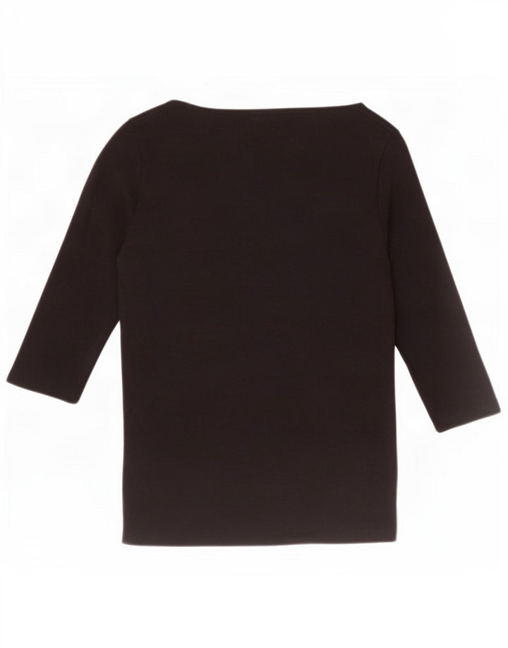 Tommy Hilfiger Top da donna manica 3/4 UK 10 piccolo cotone nero