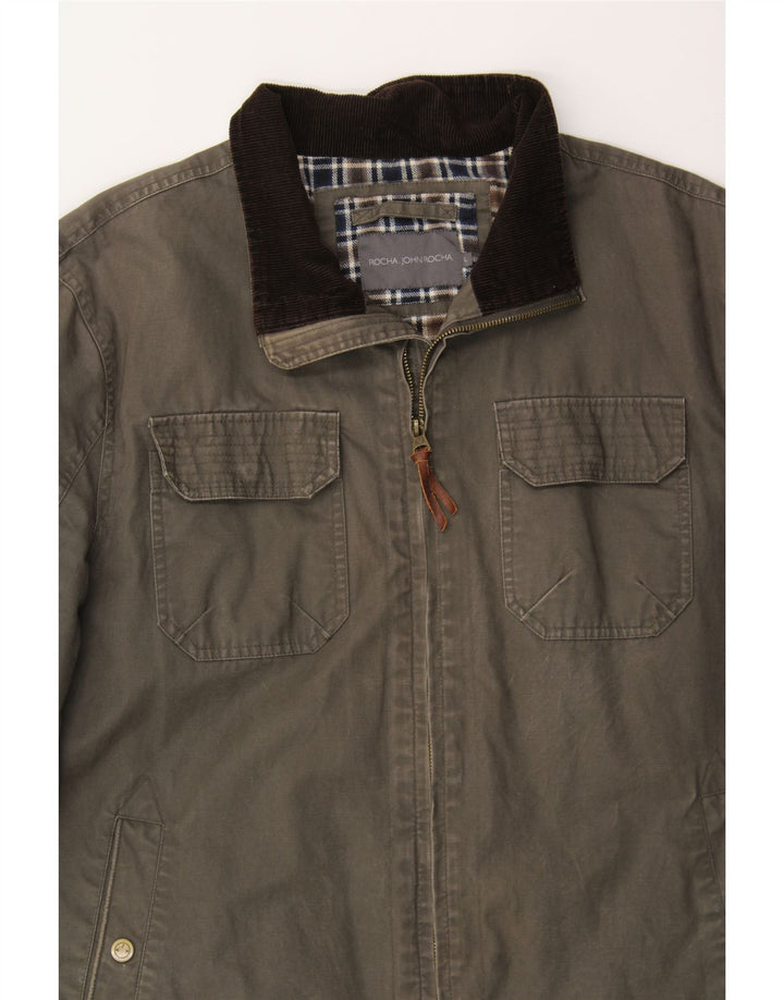 JOHN ROCHA Giubbotto bomber da uomo UK 40 Grande cotone grigio