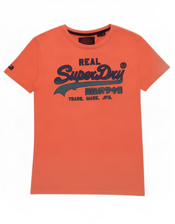 T-shirt grafica da donna Superdry Top UK 14 Large Arancione Cotone