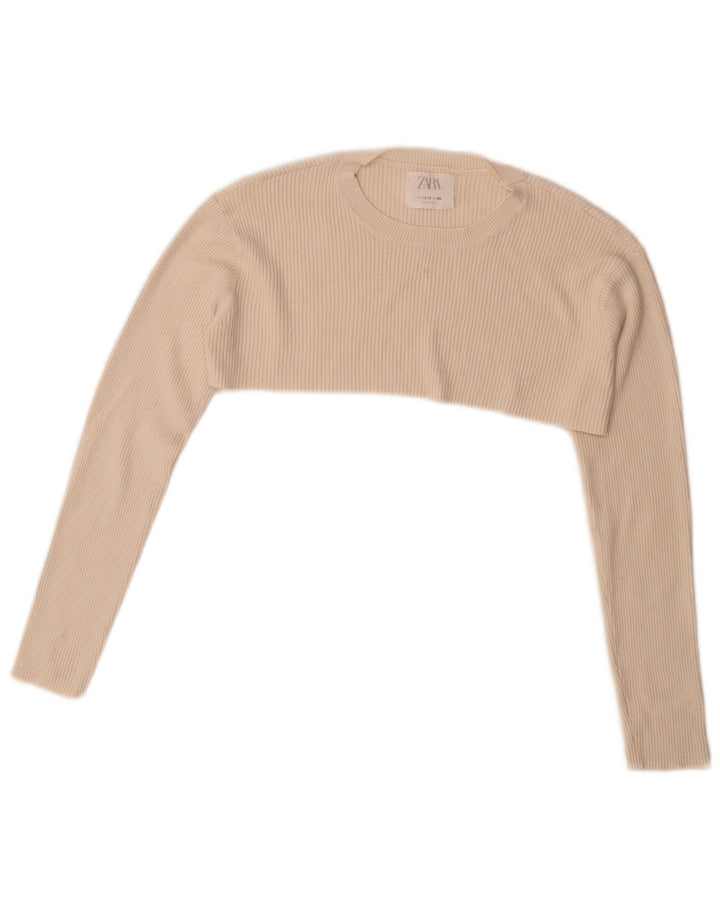 Top corto a maniche lunghe per bambina Zara 13-14 anni, bianco sporco