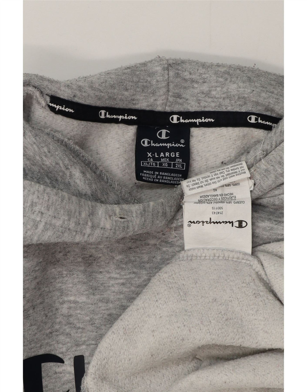 Maglione con cappuccio grafico da uomo CHAMPION XL in cotone chiazzato grigio