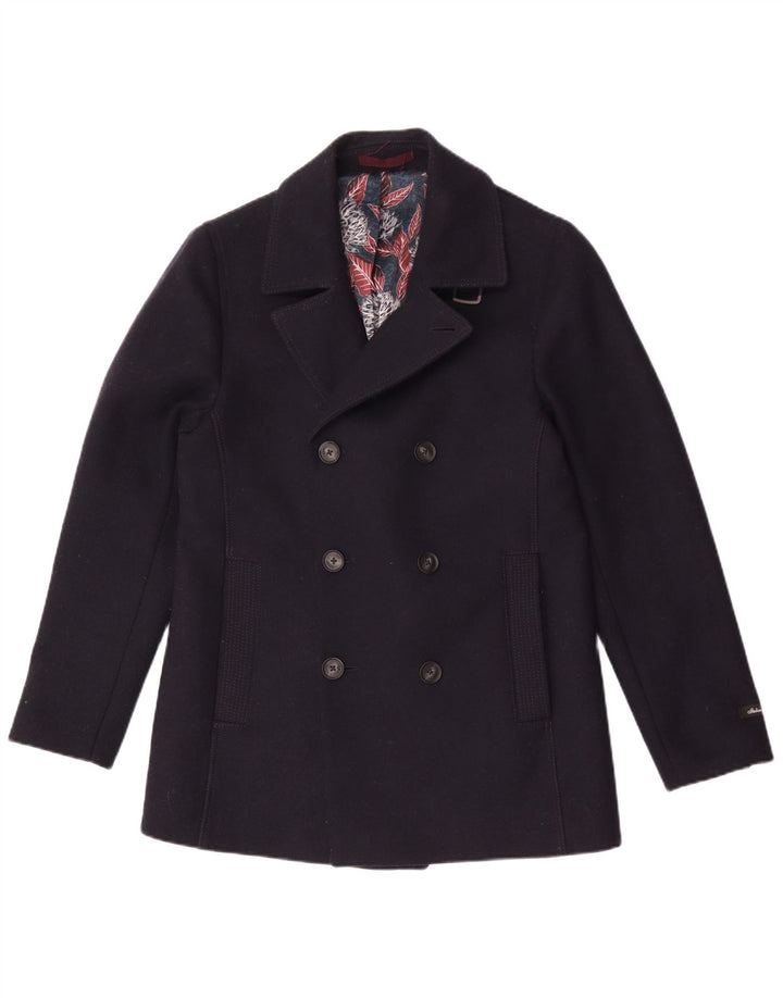 Cappotto da marinaio da uomo Ted Baker taglia 2 piccolo in lana blu navy