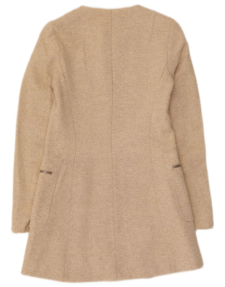 Giacca blazer con zip intera da donna Zara UK 8 piccola beige screziata