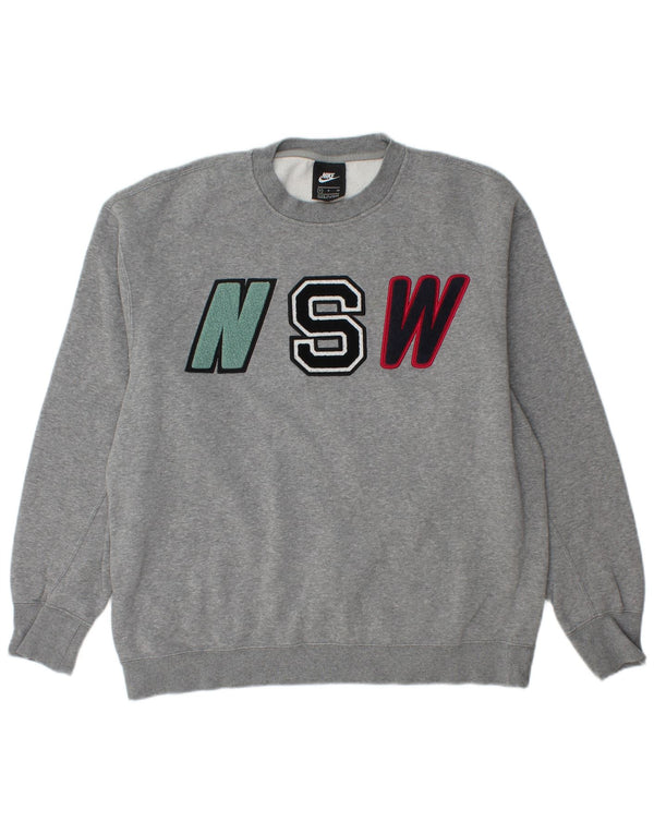 Felpa Nike da uomo con vestibilità ampia e grafica, piccola, in cotone chiazzato grigio