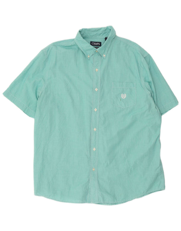 Chaps Camicia a maniche corte da uomo Easy Care 2XL Cotone pied de poule turchese
