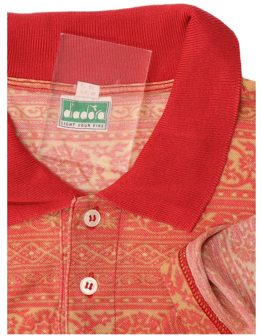 Polo DIADORA Uomo UK 42 Large Rosso Paisley