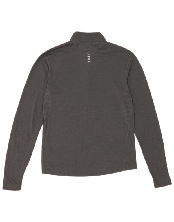 Under Armour Uomo Heat Gear Zip Collo Top Manica Lunga Piccolo Poliestere Grigio