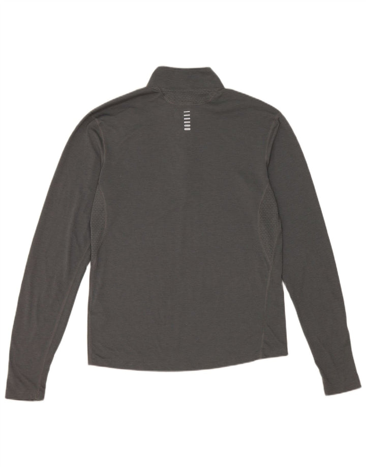 Under Armour Uomo Heat Gear Zip Collo Top Manica Lunga Piccolo Poliestere Grigio