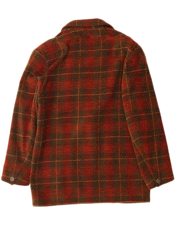 Giacca blazer da donna a 2 bottoni VINTAGE US 10 grande acrilico a quadri rossi