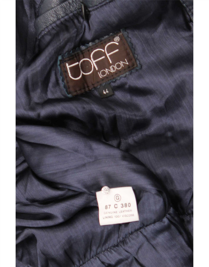 Giacca in pelle vintage da uomo UK 44 2XL Blu navy