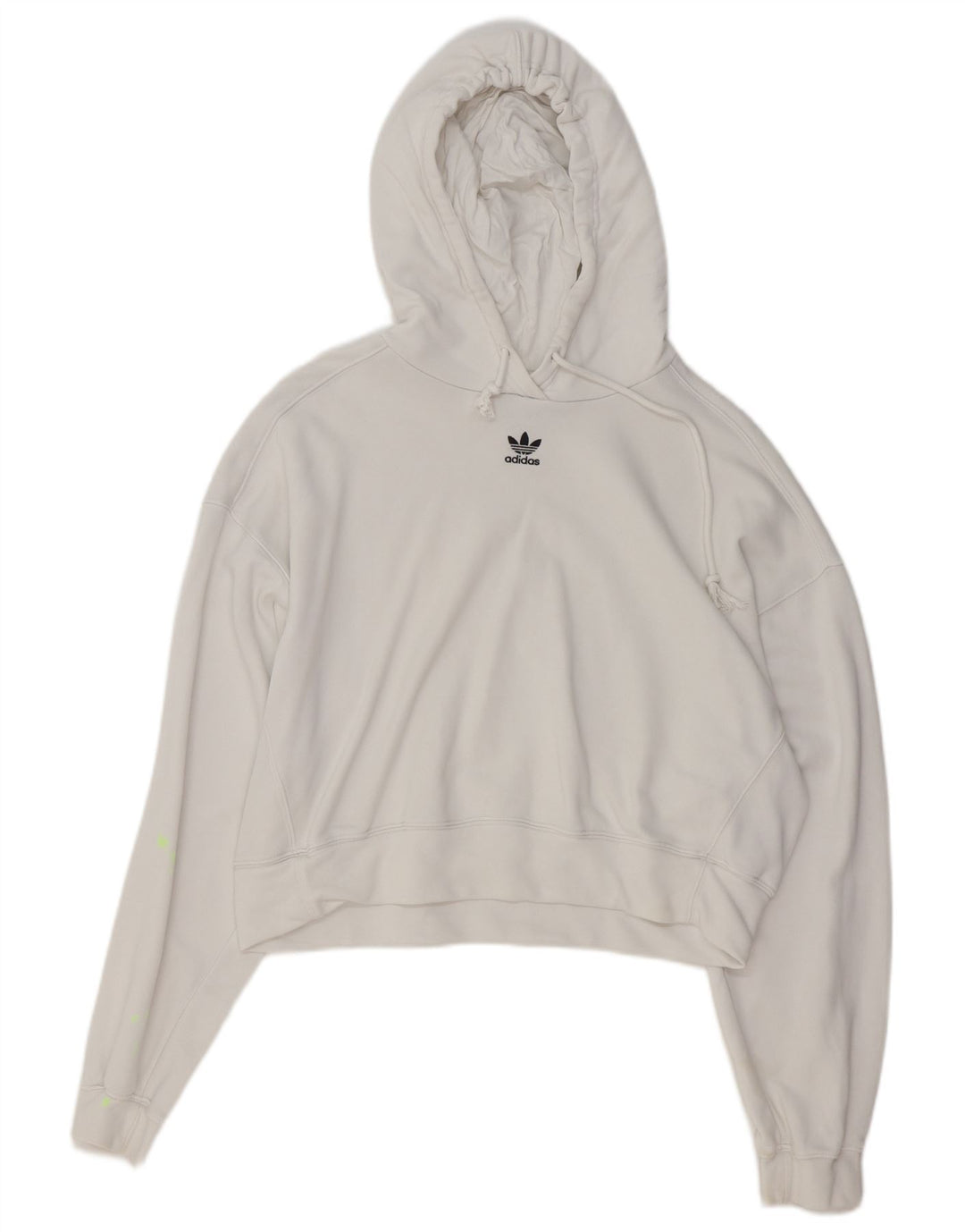 Maglione corto con cappuccio oversize da donna ADIDAS UK 10 piccolo cotone bianco