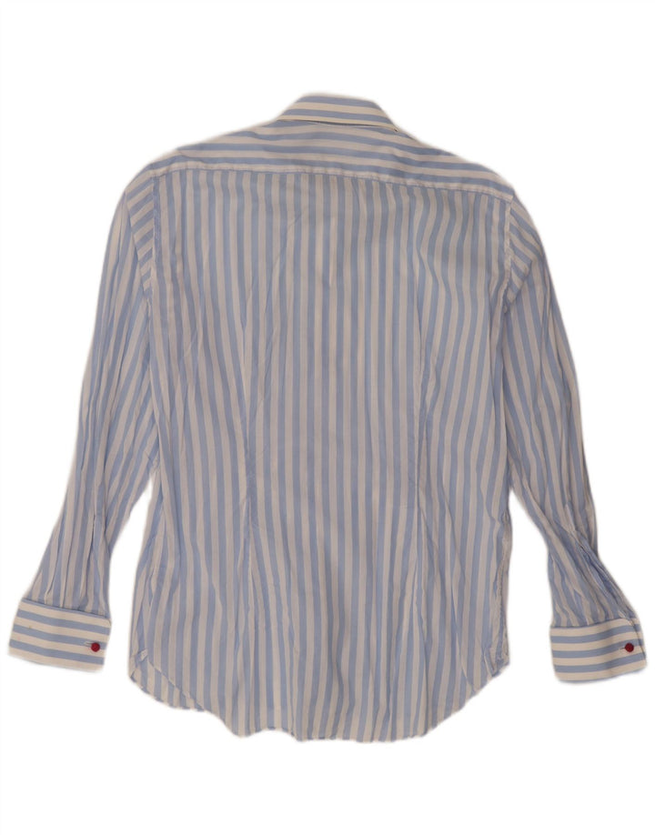 Camicia vintage da uomo in cotone gessato blu grande