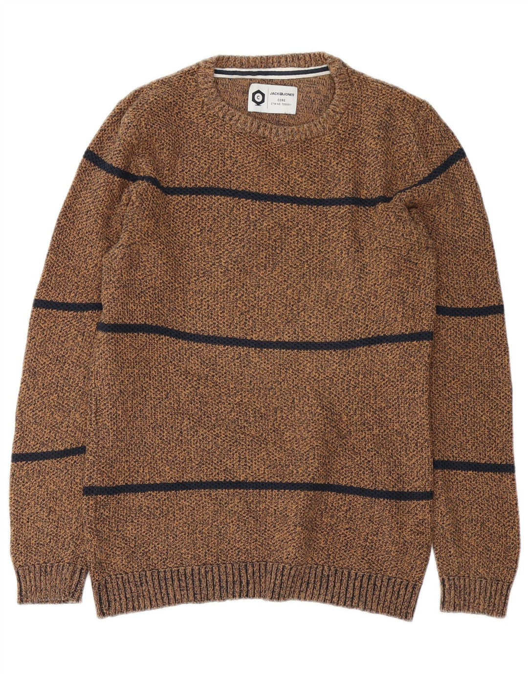 Maglione da uomo Jack & Jones Core girocollo in cotone a righe marroni grandi