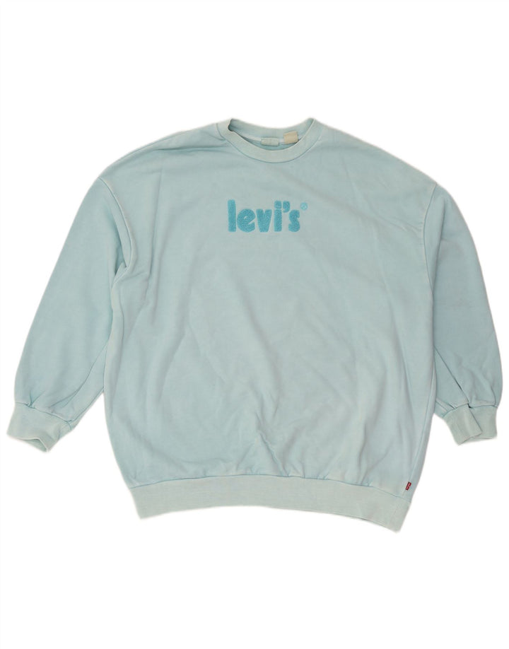 Levi's Uomo Felpa con vestibilità ampia grafica Maglione piccolo in cotone turchese