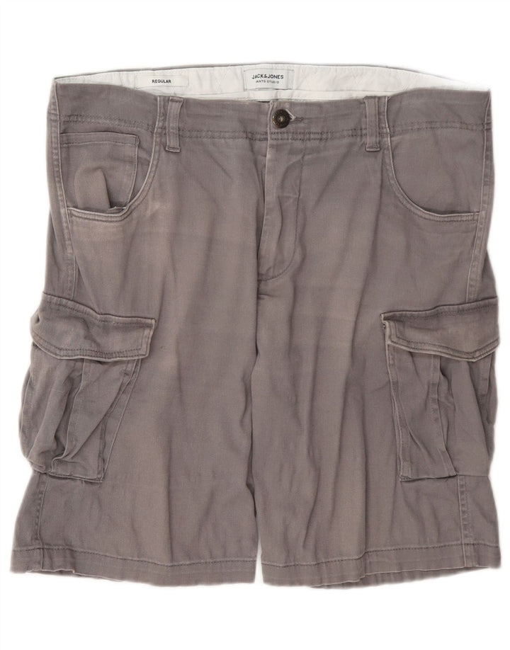 Pantaloncini cargo regolari da uomo Jack & Jones grandi W36 in cotone grigio
