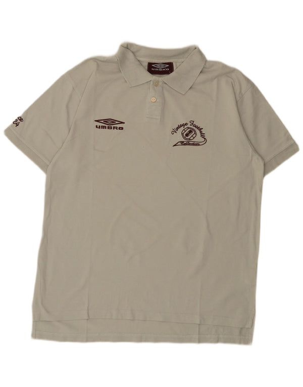 Umbro Mens Graphic Polo Shirt Large Grey Cotton