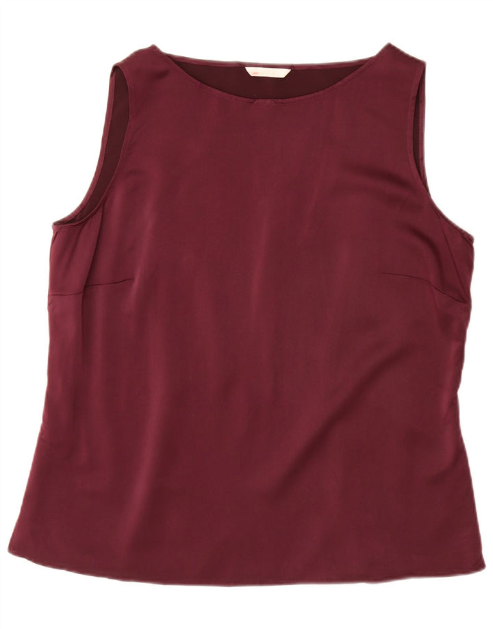 Top camicetta senza maniche da donna Marks & Spencer UK 18 XL poliestere bordeaux