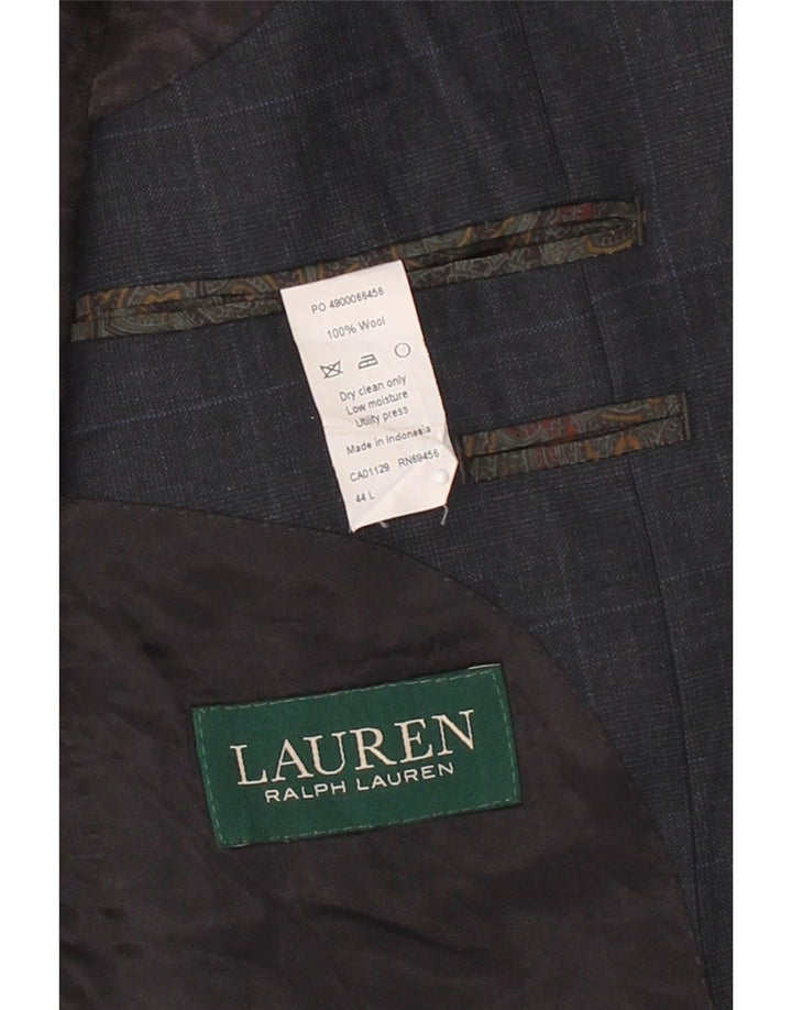 RALPH LAUREN Mens Long 2 Button Blazer Jacket UK 44 2XL Navy Blue Check