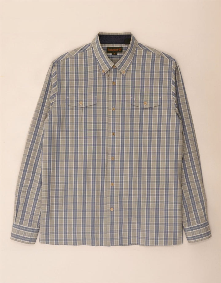 Camicia da uomo Timberland XL in cotone scozzese blu