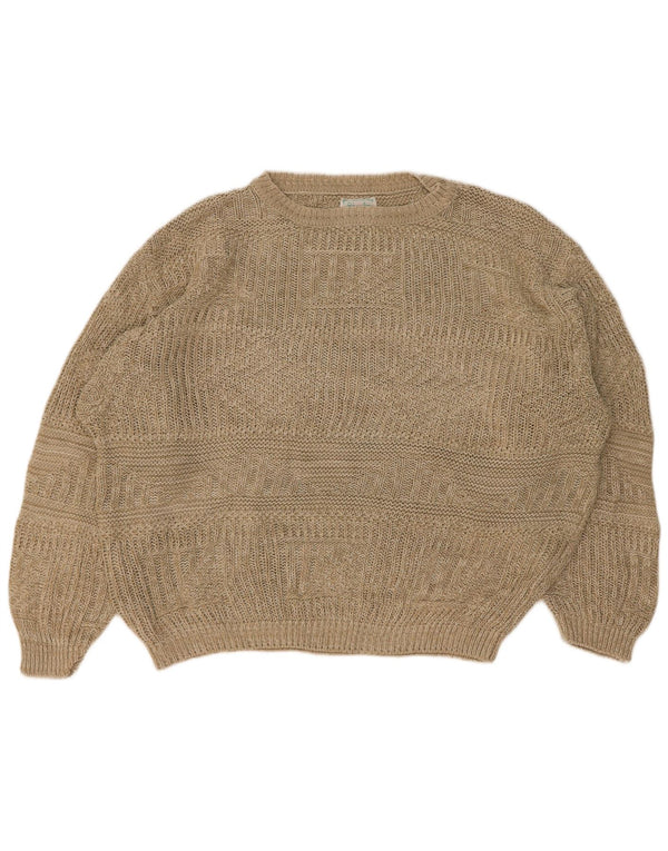 Maglione da uomo Benetton vestibilità ampia con scollo a barchetta IT 48 Cotone beige medio