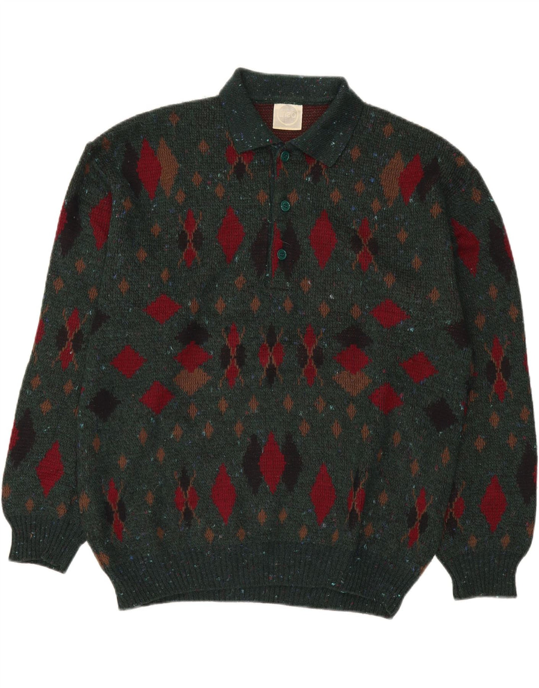 Maglione da uomo con collo alto LINEA IT 50 Verde medio Argyle/Diamante