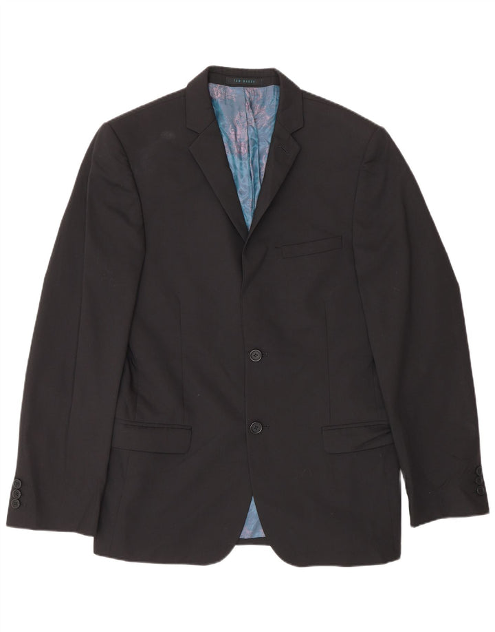 Giacca blazer da uomo a 2 bottoni Ted Baker UK 38 lana nera media
